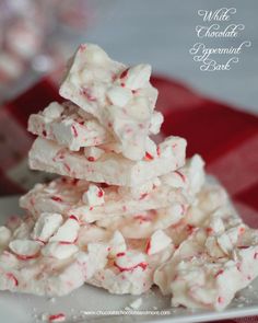 white chocolate peppermint bark on a plate