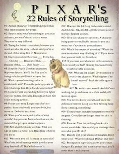 an advertisement for pixar's 22 rules of storytelling with a dog