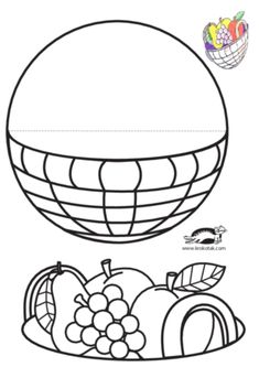 an image of a basket with fruits and vegetables on it, cut out from the paper