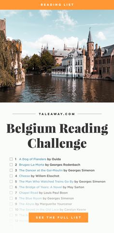 an orange and white poster with the words belgium reading challenge