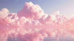 the sky is filled with pink clouds and reflecting in the water on a sunny day