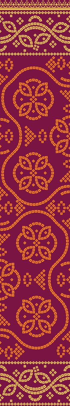 an orange and red pattern on a purple background