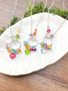 paige colorful necklaces Scarfs Ideas, Wire Jigs, Chocolate Jewelry, Ruby Quartz, Asymmetrical Style, Gem Earrings, Rainbow Necklace, Rosary Necklace, Aqua Chalcedony