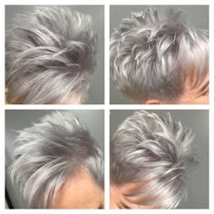 Ashley Green, Silver White Hair, Short Spiky Hairstyles, White Hair Color, Medium Bob Hairstyles, Gray Hair Cuts, Grey Hair Styles For Women, Haircut Short, Spiked Hair