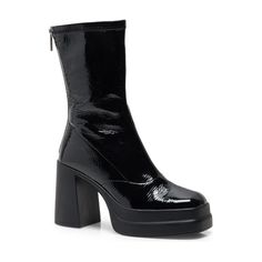 Free People Double Stack Boots Black Platform Patent Leather Sz 38 Eu / 8 Us New In Box. Approx 95mm/ 3.75 Inch Heel. Approx 40mm/ 1.5 Inch Platform. Approx 165mm/ 6.5 Inch Shaft. Ankle Boots, Free People Shoes, Black Platform, Free People Black, Boots Black, Black Boots, Patent Leather, Bootie Boots, Free People