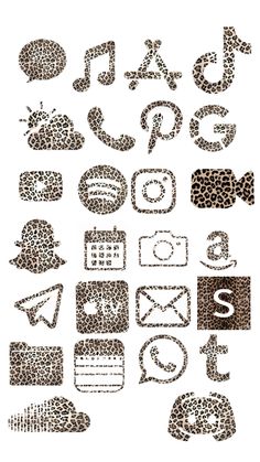 an animal print pattern with different types of letters and numbers on the bottom right hand corner