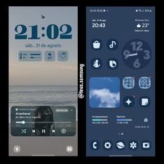 two different screens showing the same time and location as well as an app with icons