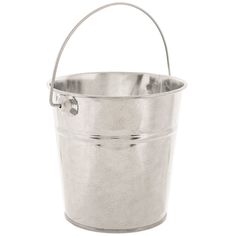 a metal bucket with handle on a white background