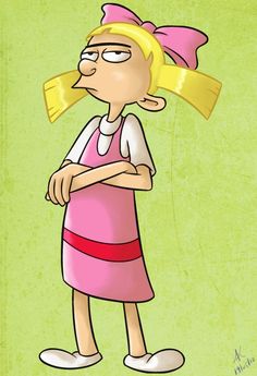 a cartoon character with a pink bow on her head and yellow ribbon in her hair