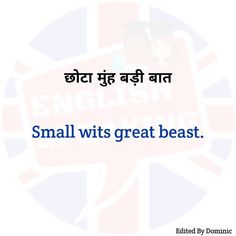 an english quote with the words small wits great beast