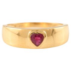 Dainty Heart Cut Ruby Mens Ring, Signet Ring for Her in 18K Gold featuring natural ruby of 0.25 carats. The gorgeous handcrafted ring goes with every style, every occasion or any outfit. Ruby improves mental strength. Designed with heart cut ruby bezel set in center, in a dome ring of solid gold in center that makes it a perfect fit to wear it on your occasion or style it with any of your basic outfit to give it a glam. This is a perfect July Birthstone Jewelry also perfect Handmade Jewelry, Bri Ruby Mens Ring, Mother Daughter Gifts, Gold Gemstone Ring, July Birthstone Jewelry, Contemporary Ring, Dome Ring, Mental Strength, Gold Signet Ring, Heart Gemstone