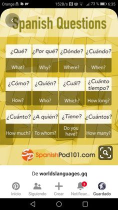 the spanish language quiz game is shown in this screenshoter's phone screen