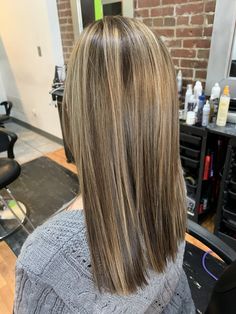 Streaks Of Blonde In Brown Hair, Dark Blonde Highlights On Brown Hair, Blonde Highlights On Brunette Hair, Dark Blonde Hair With Lowlights, Balayage Hair Dark Blonde, Long Hair Highlights, Skunk Hair, Blonde Highlights On Dark Hair