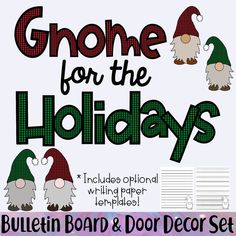 gnomes for the holidays bulletin board and door decor set