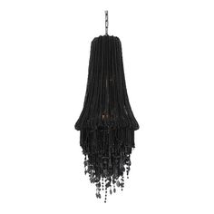 a black chandelier hanging from a chain