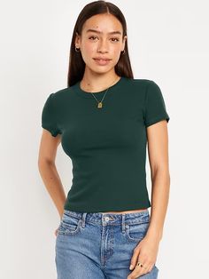 Snug Crop T-Shirt | Old Navy Women's Bottoms, Fall Activewear, Navy Outfit, Crop T Shirt, Simple Shirts, Pants Design, Baby Tee, Crop Tshirt, Online Shopping Clothes