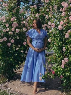 Momyknows Blue 3D Flowers Fleated Drawstring Big Swing Deep V-neck Elegant Holiday Vacation Maternity Photoshoot Baby Shower Maxi Dress Amazon Maternity Dresses, Baby Shower Dress Blue, Maternity Wedding Guest Dress, Baby Shower Dress For Mom, Blue Baby Shower Dress, Gender Reveal Dress, Blue Maternity Dress, Maternity Sundress