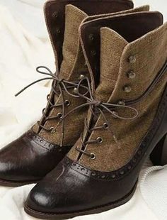 Women's Boots Motorcycle Boots Brogue Plus Size Outdoor Daily Solid Color Booties Ankle Boots Winter Kitten Heel Round Toe Elegant Vintage Fashion Faux Leather Lace-up Dark Red Black Brown 2024 - $45.99 40s Mode, Victorian Shoes, Cheap Ankle Boots, Boho Mode, Popular Boots, Vintage Boho Fashion, Winter Ankle Boots, Retro Mode, Vintage Boots