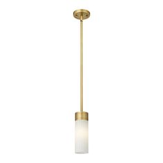 a small light fixture with a white glass shade on the bottom and gold trimming