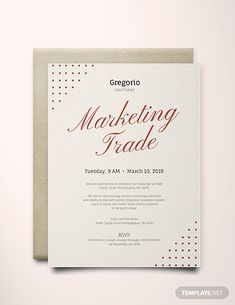 a white and red marketing trade flyer