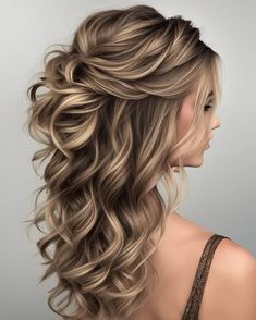 Volume Curls Long Hair Wedding, Hair For Christmas Party, Wedding Updos For Long Hair Bridesmaid, Glam Hairstyles For Medium Hair, Bridesmaid Hair Down Long, Formal Long Hairstyles, Cute Elegant Hairstyles, Mom Of Bride Hairstyles, Big Curls Hairstyles