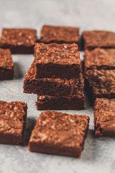 three pieces of chocolate brownie on a plate