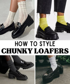 Chunky loafers are a major trend this season- check our our blog post that's full of styling inspiration to help you rock your chunky loafers like the it-girl you are! Platform Loafers Socks, Chunky Loafer Styling, Chunky Loafers Business Casual, Chunky Loafers Fall Outfit, Women Chunky Loafers Outfit, How To Style Black Chunky Loafers, Lug Sole Penny Loafer Outfit, How To Style Socks With Sneakers, Work Outfits With Chunky Loafers