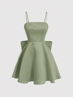 Ladies' Solid Color Simple Daily Spaghetti Strap Dress Green Casual  Sleeveless Woven Fabric Plain Cami Non-Stretch  Women Clothing, size features are:Bust: ,Length: ,Sleeve Length: Confirmation Dresses For Teens Green, Short Sage Dress, Dama Dresses Sage Green, Dress With Short Sleeves Formal, Semi Formal Hoco Dresses, Cute Dresses Simple, Sage Green Dama Dresses Short, Emerald Green Quinceanera Damas, Cute Dresses Green