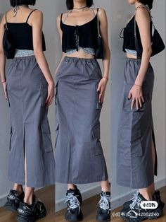 Parachute Skirt Outfit, Long Skirt Outfits, Long Skirts For Women, Lookbook Outfits, Comfortable Outfits, Skirt Outfits, Daily Fashion, Look Fashion, Classy Outfits