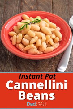 instant pot cannellini beans in a red bowl