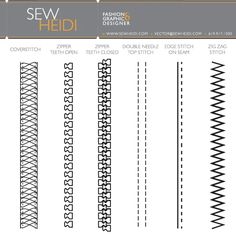 the sew hedi pattern is shown in different styles and sizes, including stitches