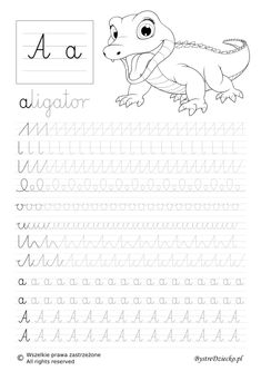 the letter a worksheet with an image of a lizard and its name on it