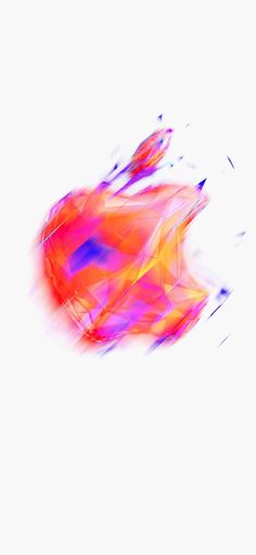 an orange and pink object is flying through the air on a white background with blurry lines