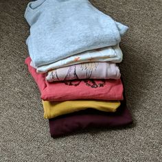 This Is A Great Bundle Of Shirts For Little Girls. The Maroon Turtleneck Is In Brand New Condition. The Yellow Turtleneck Is In Great Used Condition. The Pink Zara Shirt With The Butterfly Is In Good Used Condition. The Pink Shirt With The Women's Dresses Has A Little Stain On It Hardly Noticeable. The Short Sleeve Shirt With The Grapefruit Slices On It ,Is Maybe Worn Once. And The Gray Shirt With The Little Dots On It From Old Navy Is Brand New Without Tag Never Worn. Great Bundle For Play . Pink Fall Playwear Top, Multicolor Long Sleeve Tops For Playwear, Cotton T-shirt For Playwear In Fall, Multicolor Tops For Playwear In Fall, Cotton Long Sleeve Tops For Playwear, Maroon Turtleneck, Yellow Turtleneck, Dr Wardrobe, Gray Shirt