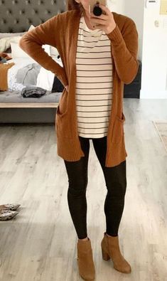 1ee3dfcd8a0645a25a35977997223d22desc54166935ri Casual Secretary Outfits, Fall Outfit Ideas Business Casual, Thanksgiving Outfits Women Leggings, Work Appropriate Legging Outfits, Target Mom Outfits, Easy Fall Outfits For Work, Brown Cardigan Sweater Outfit, Easy Fall Work Outfits, Mustard Cardigan Outfit Fall