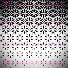 a black and white pattern with pink letters