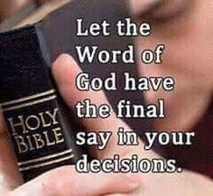 a woman holding a bible with the words let the word of god have the final say in