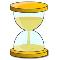 an hourglass with sand running through the top and bottom, on a white background