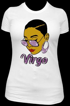 a women's white t - shirt with the word virgo printed on it