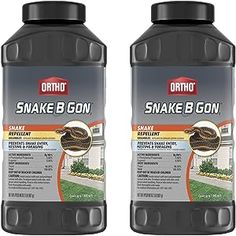 two bottles of snake b gon are shown