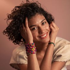 These bracelets and necklaces were handmade with LOVE in Guerrero and Puebla, Mexico by women artisans from the co-op Flor de Mexico, led by Araceli Flores. The motto behind Flor de Mexico is ‘History Made by Women’—LOVE! The majority of the palm used in these bracelets is collected from communities nestled in the mountains near Atlixtac, Zapotitlan Tablas, Ahuacoutzingo and Copanatoyac. The beads are handcrafted and dyed over 3-5 days in Guerrero and then passed off to the artisans in Puebla wh Bracelets And Necklaces, Women Artisans, The Palm, In The Mountains, Bracelet Necklace, Handmade With Love, Necklaces Bracelets, Crochet Earrings, Dye