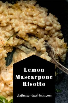 lemon mascarpone risotto in a bowl with a spoon