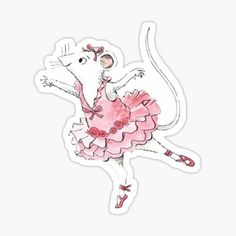 a white rat in a pink dress and shoes sticker