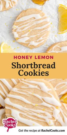 honey lemon shortbread cookies with icing on top