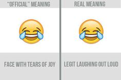 two different emoticions with the same expression on each one's face and text that reads, real meaning or real meaning?