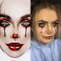 IT makeup | pennysiwse | Halloween makeup | easy Halloween makeup Makeup Clown, Cute Halloween Makeup, Halloween Eye Makeup, Makeup Easy, Pretty Halloween