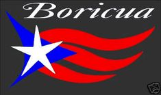 the boricua logo is shown in red, white and blue with a star on it