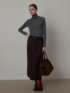 Soft and stretchy, this classic long skirt features straight silhouette. It is accentuated with belt loops and tucked detail through front. - Intended for a loose fit- Cozy wool blend fabric- Classic hook and eye closure- Deep slit detail at back hem- Feminine, refined mood Long Skirt, Fashion Inspo Outfits, Wool Blend, Fashion Inspo, Loose Fitting, Wool, Skirt, Clothes For Women, Outfit Inspo