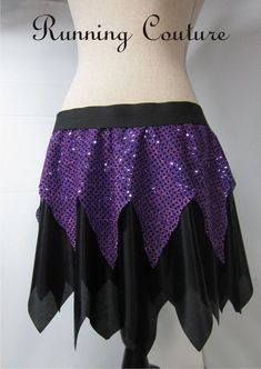 a woman's skirt with purple and black sequins