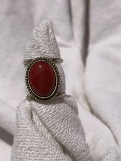 A rich Red Jasper set in a two band ring. One band is 6 1/2 and the other is 6 3/4. Red Jasper Crystal Ring, Red Bohemian Sterling Silver Rings, Southwestern Red Multi-stone Ring, Opal Bar Necklace, Red Bohemian Multi-stone Rings, Artisan Red Jasper Jewelry, Jelly Opal, Silver Heart Ring, Rose Quartz Heart